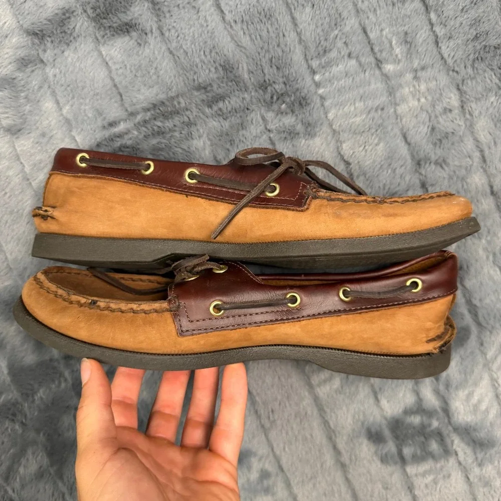 Sperry Top-Sider Boat Shoe Mens 10M Tan Brown Leather 0195412 Authentic Original